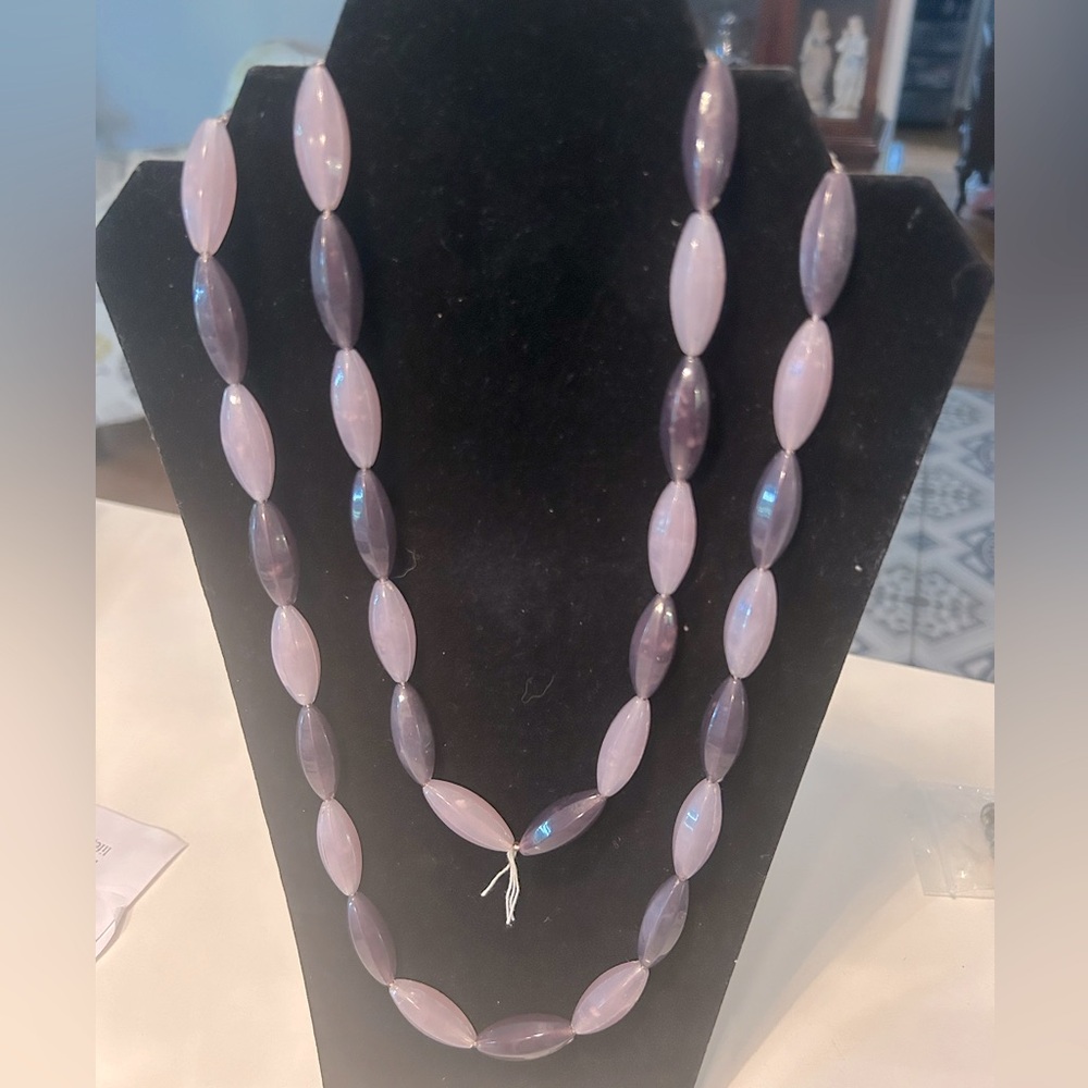 23” light and dark purple beaded necklace